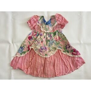 Lisa Maru Honolulu Vintage Floral Pastel Puffy Dress Girls Size 3 Years Cottage